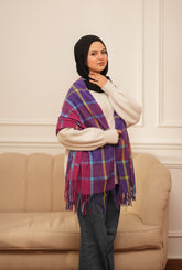 Raspberry Checked Shawl